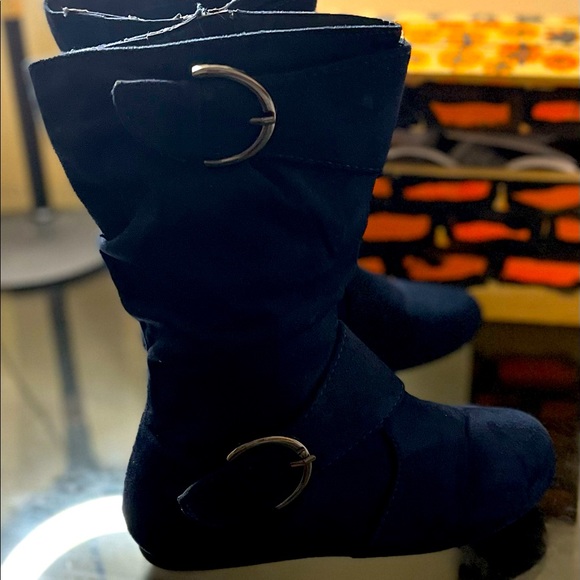 Link “Slouch” Boots (Navy Blue / Suede), Youth Size 3: $20 - Picture 1 of 12
